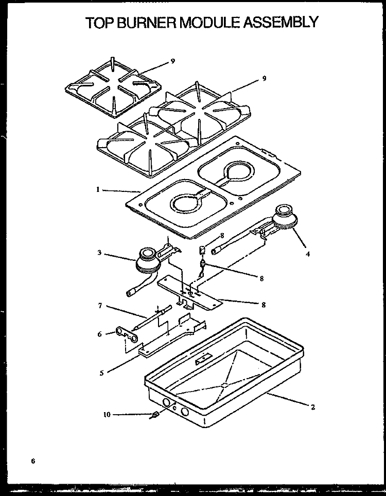 TOP BURNER MODULE ASSY Diagram and Parts List for XST111UW P113256NW Amana Cooktop
