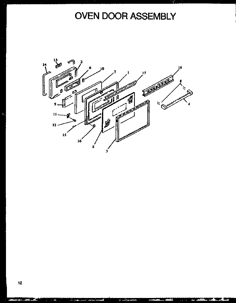 OVEN DOOR ASSY Diagram and Parts List for PHU186NB P1131810N Amana Range