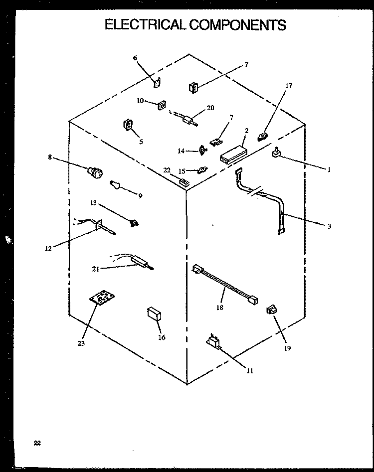 ELECTRICAL COMPONENTS Diagram and Parts List for PHU186NB P1131810N Amana Range
