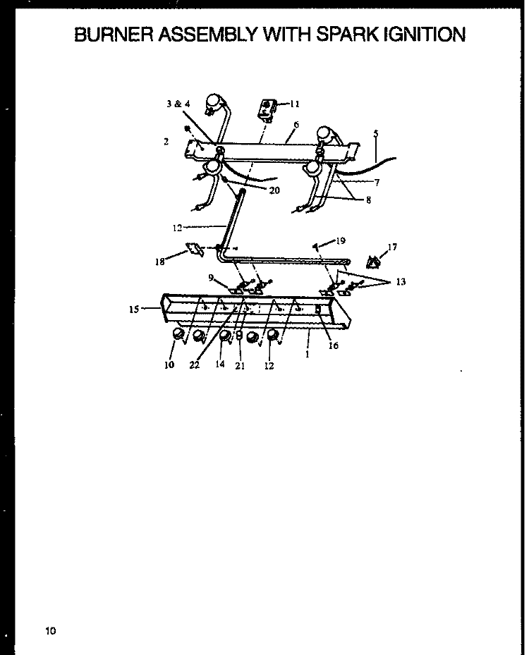 BURNER ASSY WITH SPARK IGNITION Diagram and Parts List for RMS339  Caloric Range