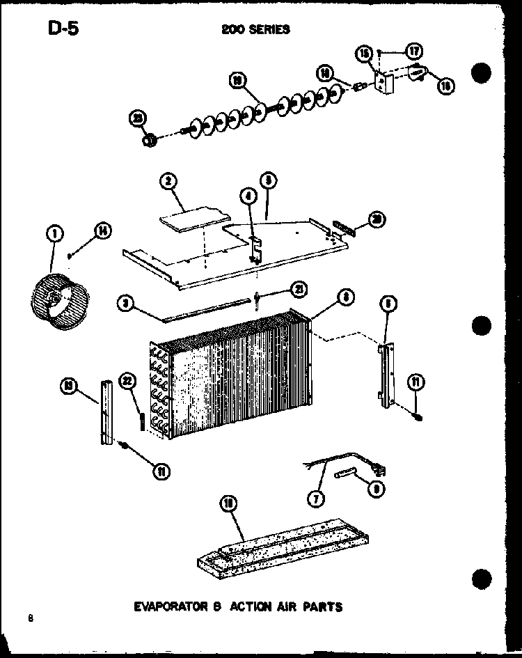 Evaporator 8 Action Air Parts Diagram and Parts List for ES218D-3ML P67535-12R Amana Air Conditioner