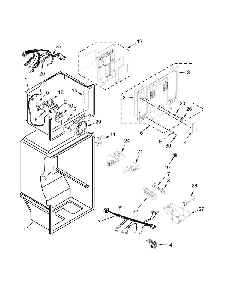 Liner Parts Diagram and Parts List for 5MT519SFEH00  Maytag Refrigerator