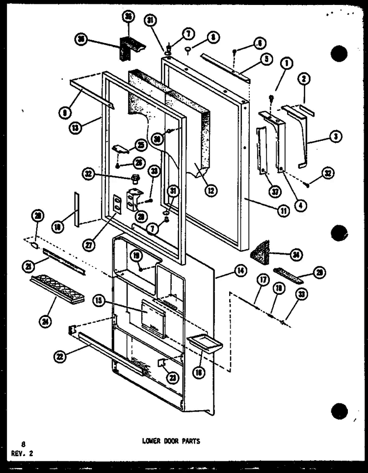 Lower Door Parts Diagram and Parts List for TD523E-P75288-1W  Amana Refrigerator