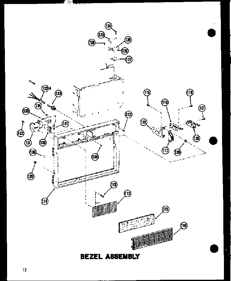 Bezel Assembly Diagram and Parts List for RC10A-PB P72091-1M Amana Microwave