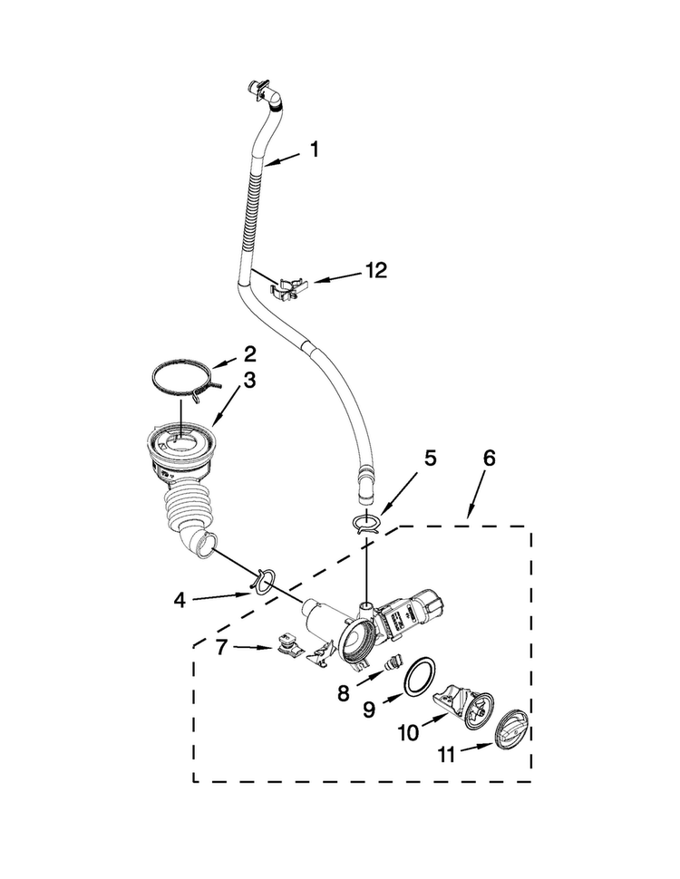 Pump Parts Diagram and Parts List for MHW3000BG1  Maytag Washer