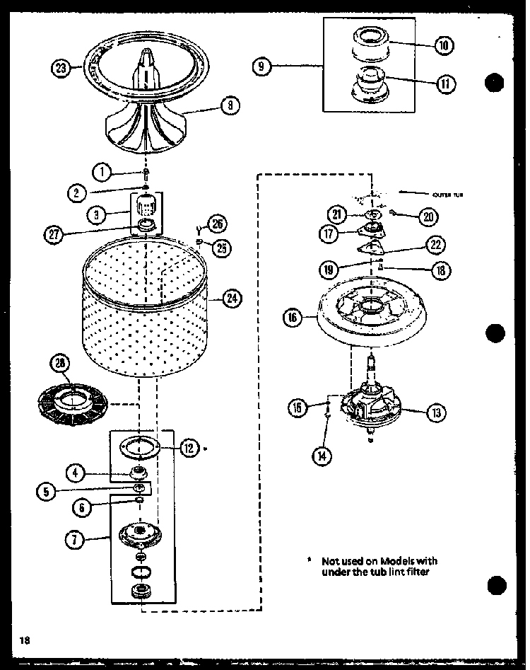 Section 4 Diagram and Parts List for CW9003W P1122805WW Amana Washer