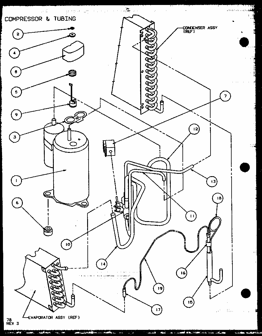 Compressor & Tubing (pth12300er/p9812629r) (pth12400er/p9872129r) Diagram and Parts List for PTH12300ER P9812615R Amana Air Conditioner