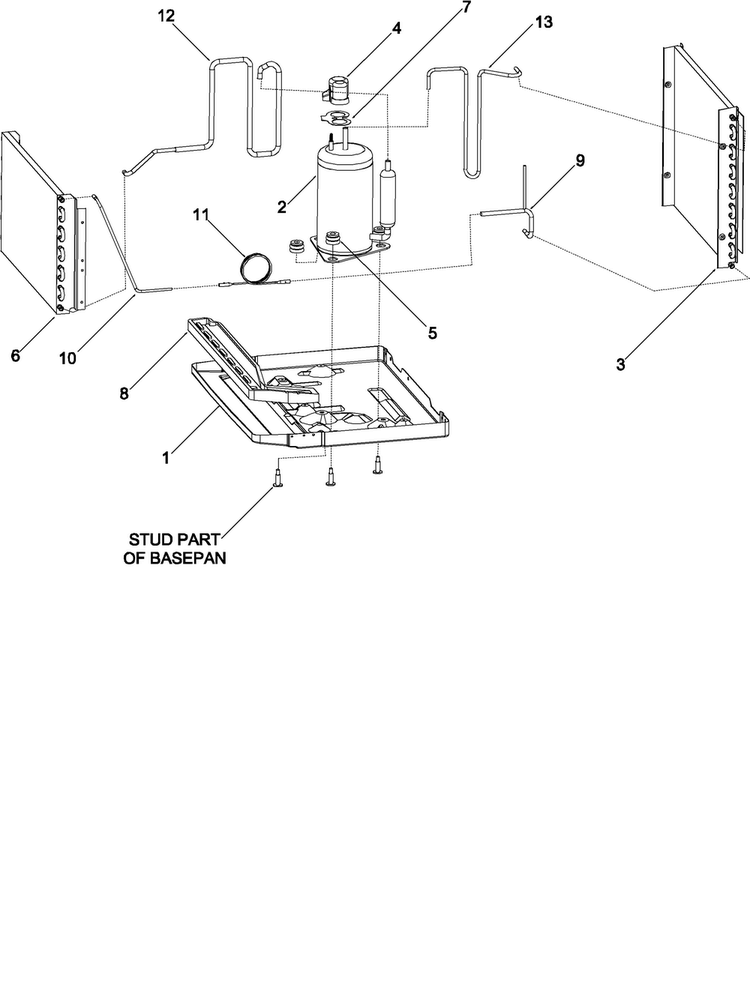 Chassis Assembly Diagram and Parts List for AAC051STA0  Amana Air Conditioner