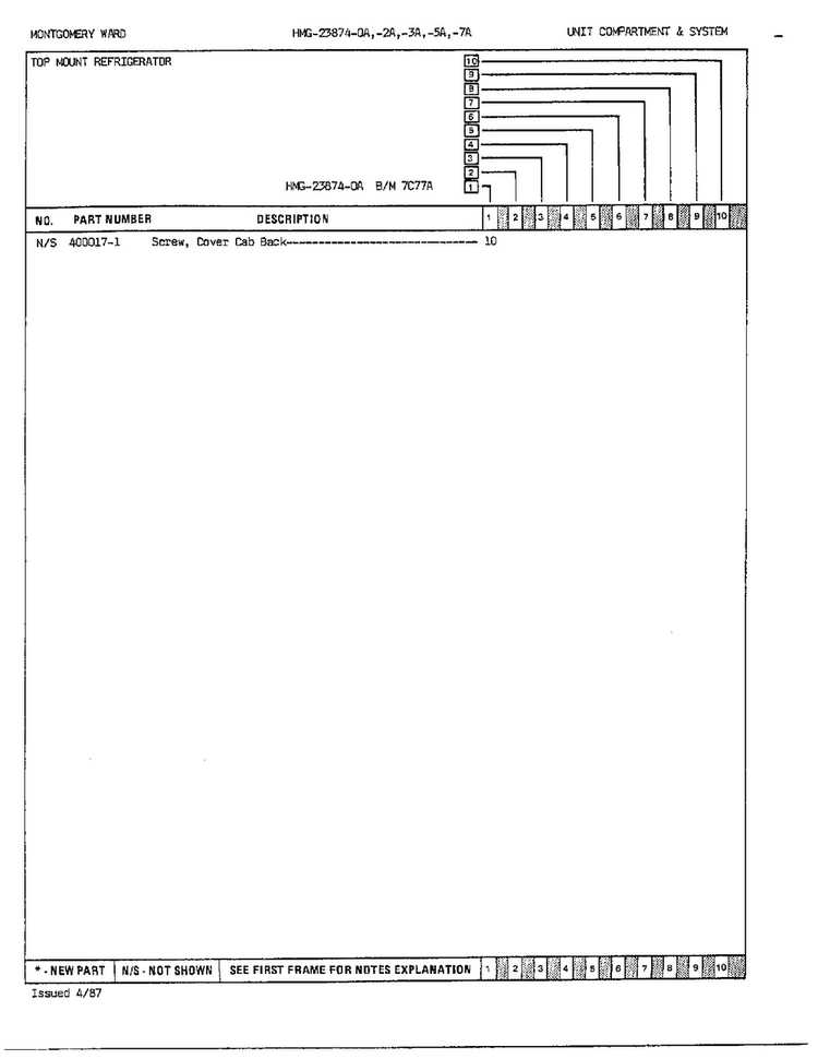 Unit Compartment/system Page 3 Diagram and Parts List for 23874A  Admiral Refrigerator