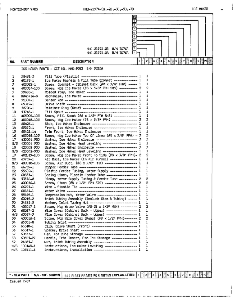 Ice Maker Page 2 Diagram and Parts List for 21974A  Admiral Refrigerator