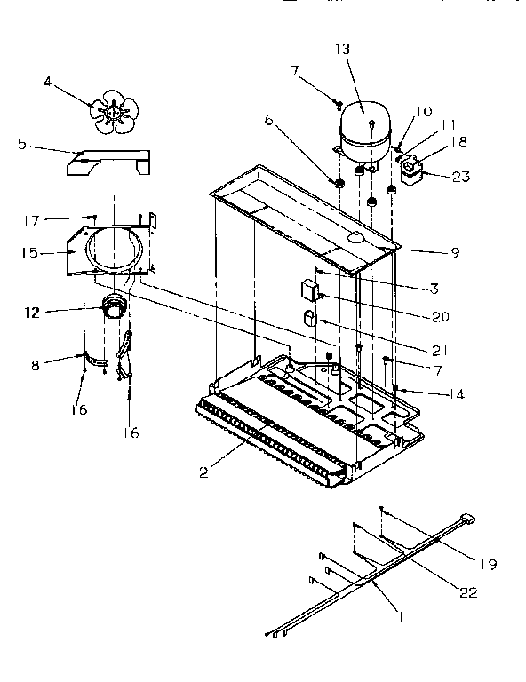 Compressor Compartment Diagram and Parts List for TR22S4L-P1196202WL  Amana Refrigerator