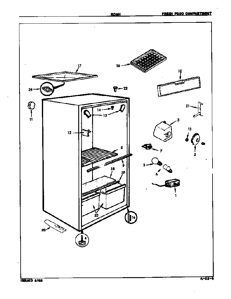 Fresh Food Compartment Diagram and Parts List for RC5HB E8S00 Maytag Refrigerator
