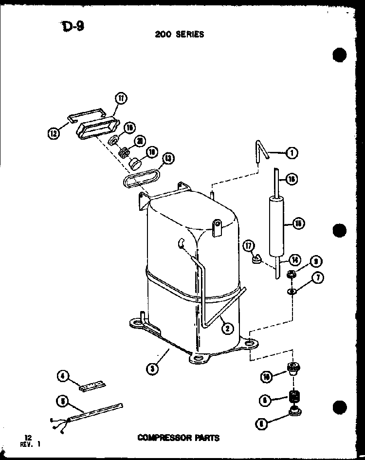 Compressor Parts Diagram and Parts List for ES218D-3ML P67535-12R Amana Air Conditioner