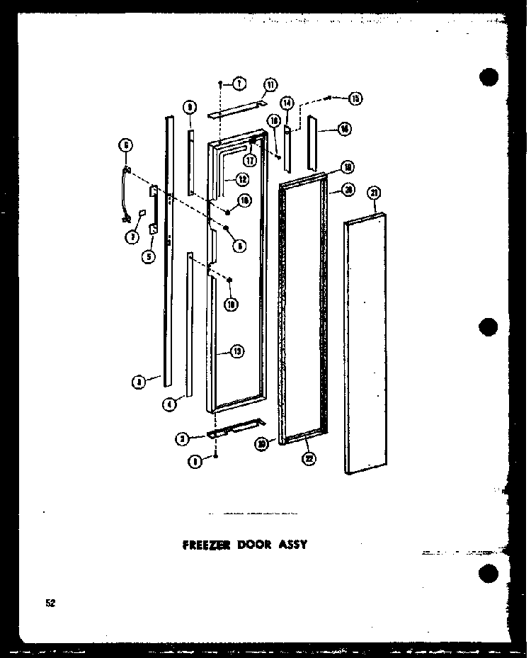 Freezer Door Assy Diagram and Parts List for SD19W-C-P60340-36WC  Amana Refrigerator