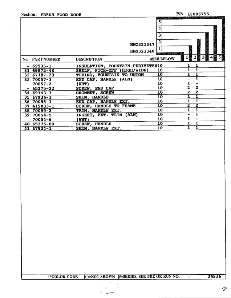 Fresh Food Door Page 3 Diagram and Parts List for 321340  Admiral Refrigerator