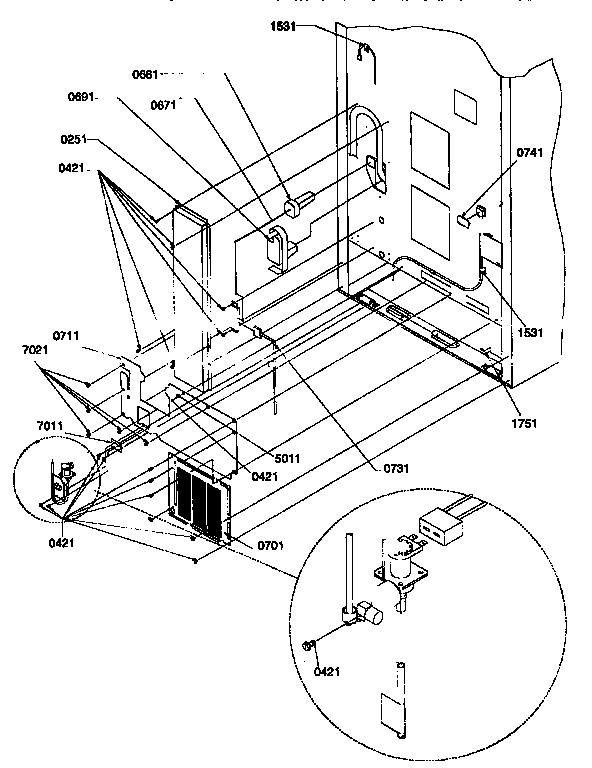 Cabinet Back Diagram and Parts List for 67277-P1311001WL  Amana Refrigerator