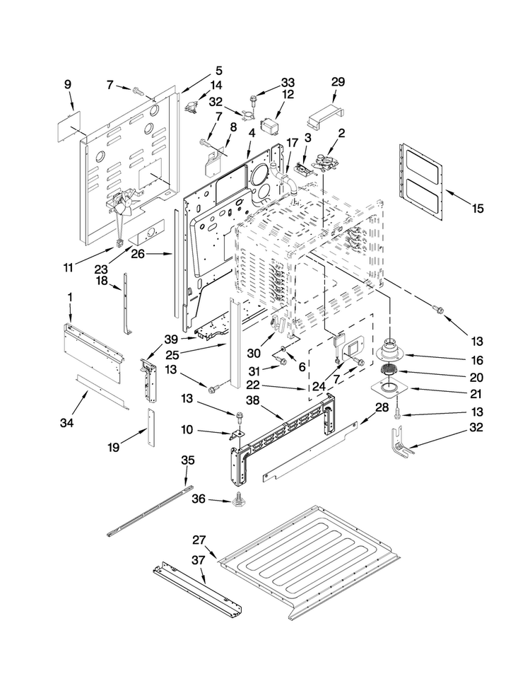 Chassis Parts Diagram and Parts List for JES9900CCW00  Jenn-Air Range