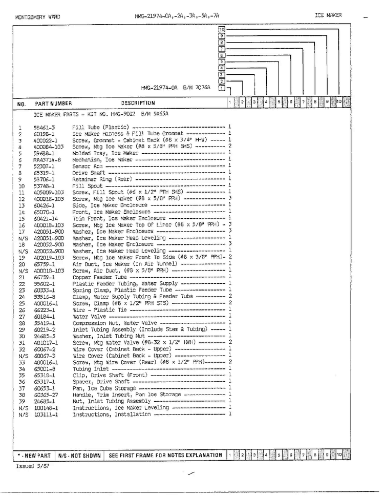 Ice Maker Page 2 Diagram and Parts List for 21974A  Admiral Refrigerator