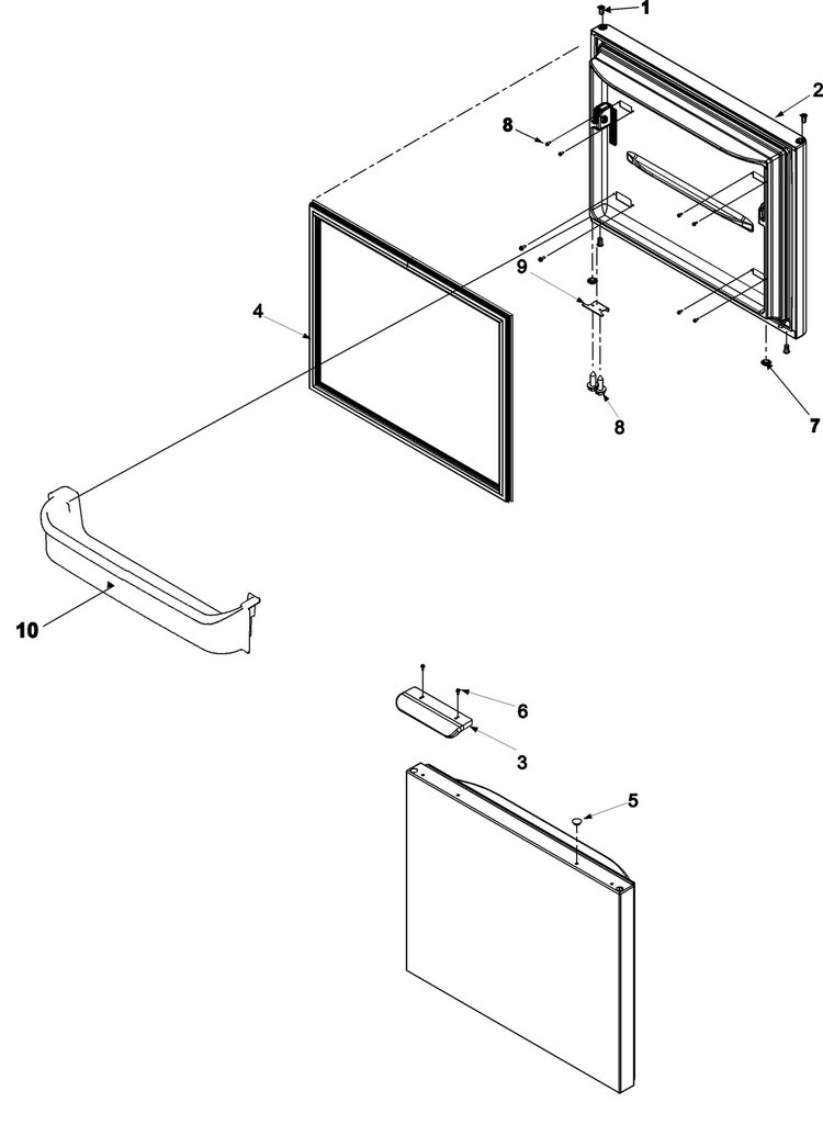 Freezer Door Diagram and Parts List for ABB1921FEB0  Amana Refrigerator