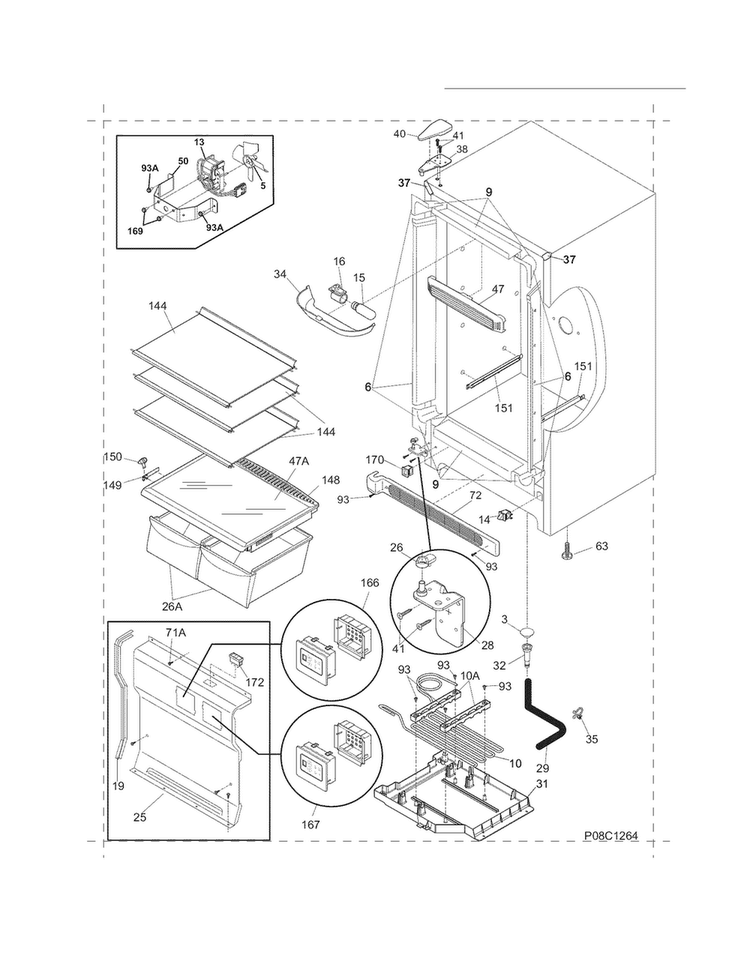 Cabinet Diagram and Parts List for CCV17RFLW1  Crosley Freezer