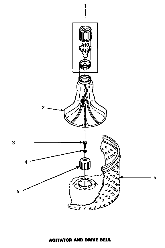 Agitator & Drive Bell Diagram and Parts List for CW3502L P1163208WL Amana Washer