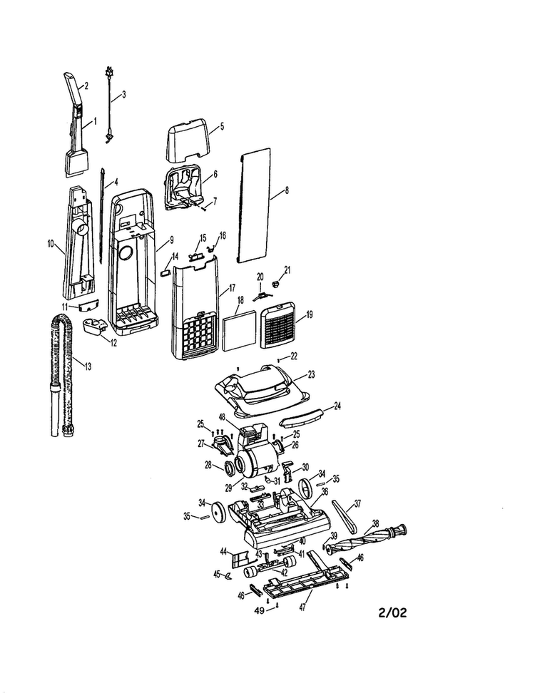Handle Assembly Diagram and Parts List for U5254-900  Hoover Upright Vacuum