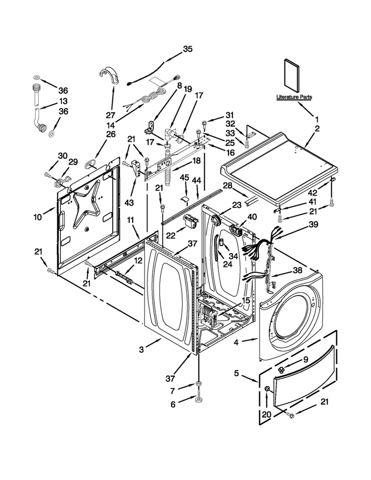 Top And Cabinet Parts Diagram and Parts List for MHN30PDCGW0  Maytag Washer