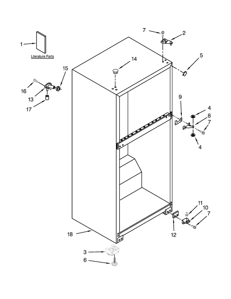 Cabinet Parts Diagram and Parts List for A4TXNWFWW01  Amana Refrigerator