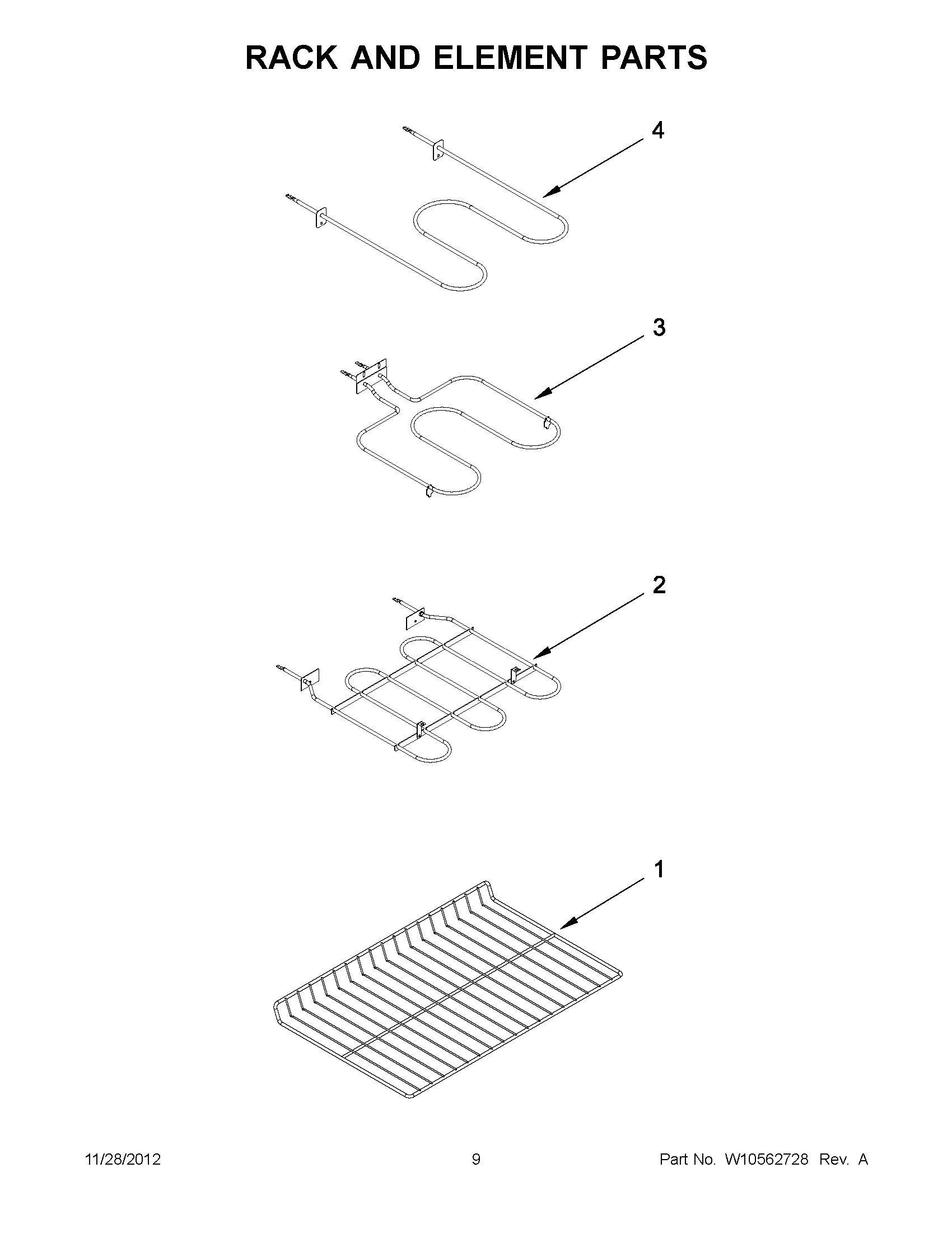 04 - RACK AND ELEMENT PARTS Diagram and Parts List for YMET8665XS02  Maytag Range