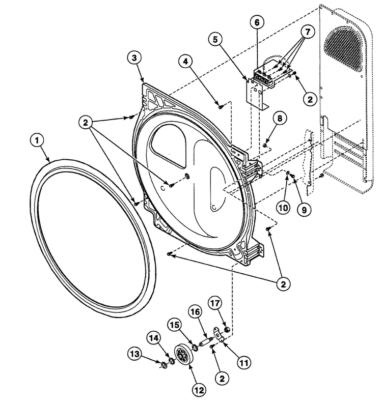 Roller Assy Diagram and Parts List for SSE307WF1500  Speed Queen Dryer