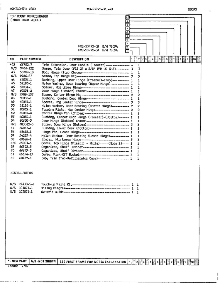 Doors Page 3 Diagram and Parts List for 23972A  Admiral Refrigerator