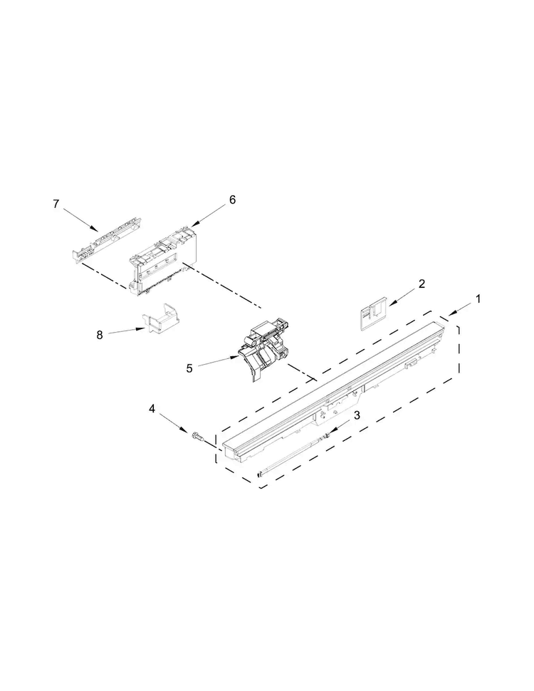 Control Panel And Latch Parts Diagram and Parts List for JDB8200AWP3  Jenn-Air Dishwasher