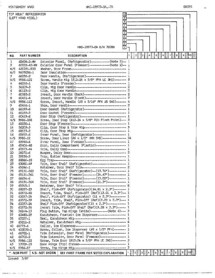 Doors/misc Page 2 Diagram and Parts List for 19973A  Admiral Refrigerator