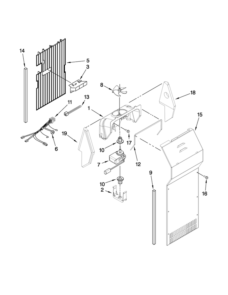 Air Flow Parts Diagram and Parts List for ASD2524VEW02  Amana Refrigerator