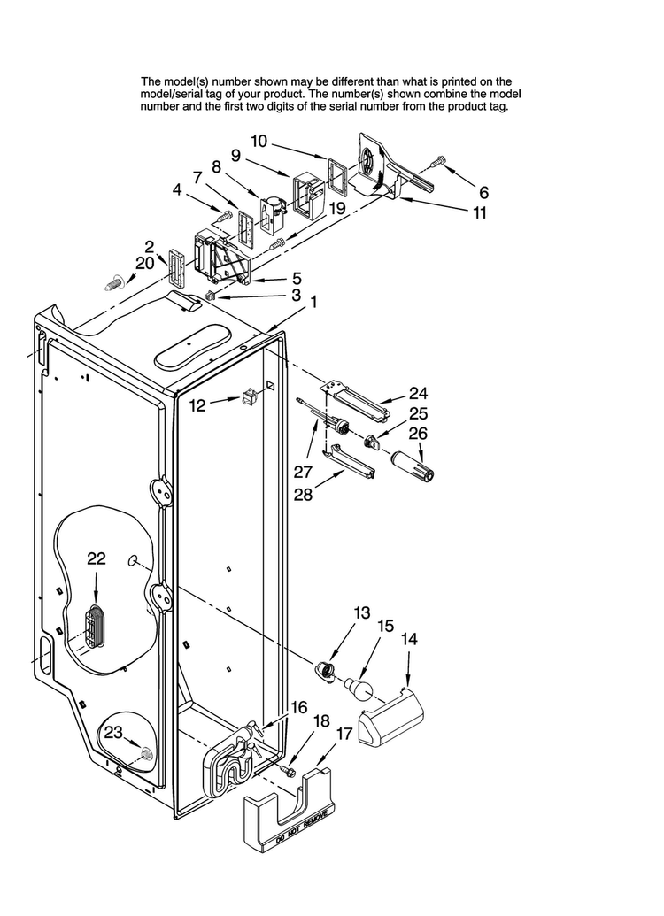 Refrigerator Liner Parts Diagram and Parts List for RS495111  Maytag Refrigerator