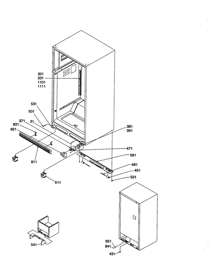 Ladders, Lower Cabinet Diagram and Parts List for TN21V2C-P1315907WC  Amana Refrigerator