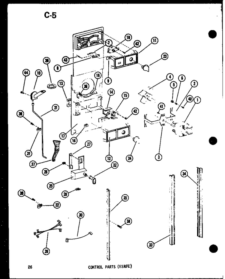 Control Parts Diagram and Parts List for TM14D-P73953-23W  Amana Refrigerator