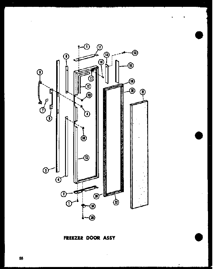 Freezer Door Assy Diagram and Parts List for SRN22N-C-P60230-64WC  Amana Refrigerator