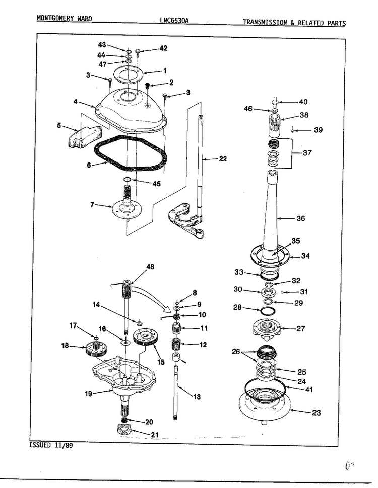Transmission Diagram and Parts List for 6530A REV A Norge Washer