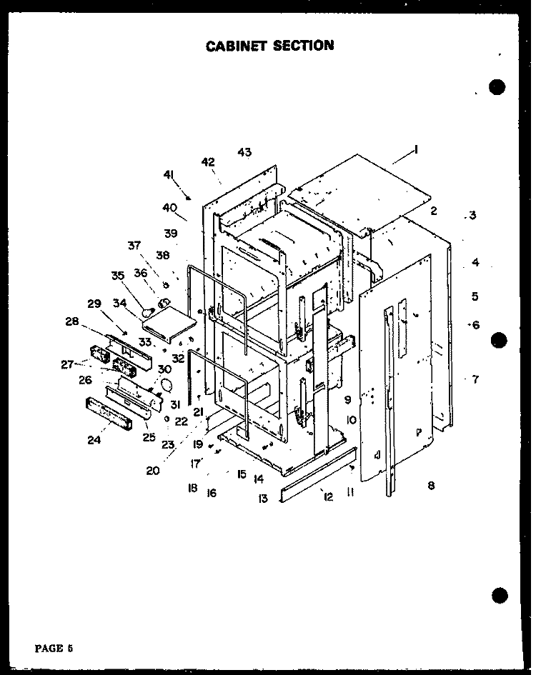 CABINET SECTION Diagram and Parts List for QKO-661D  Amana Wall Oven