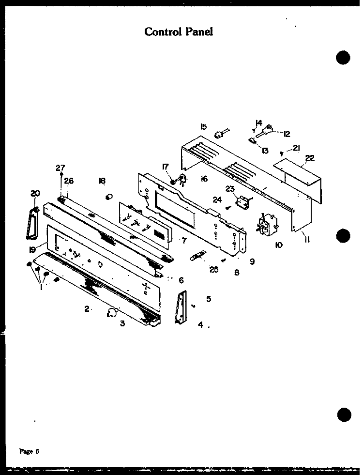 CONTROL PANEL Diagram and Parts List for QKO-751  Amana Wall Oven