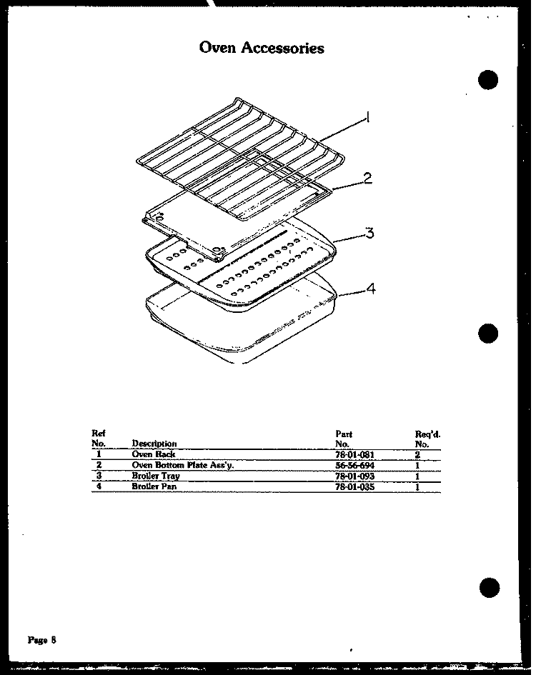 OVEN ACCESSORIES Diagram and Parts List for QKO-751  Amana Wall Oven