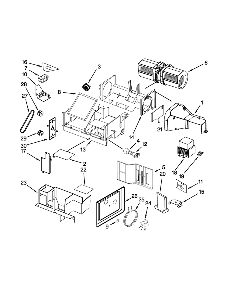 Air Flow Parts Diagram and Parts List for MMV6180WS2  Maytag Microwave
