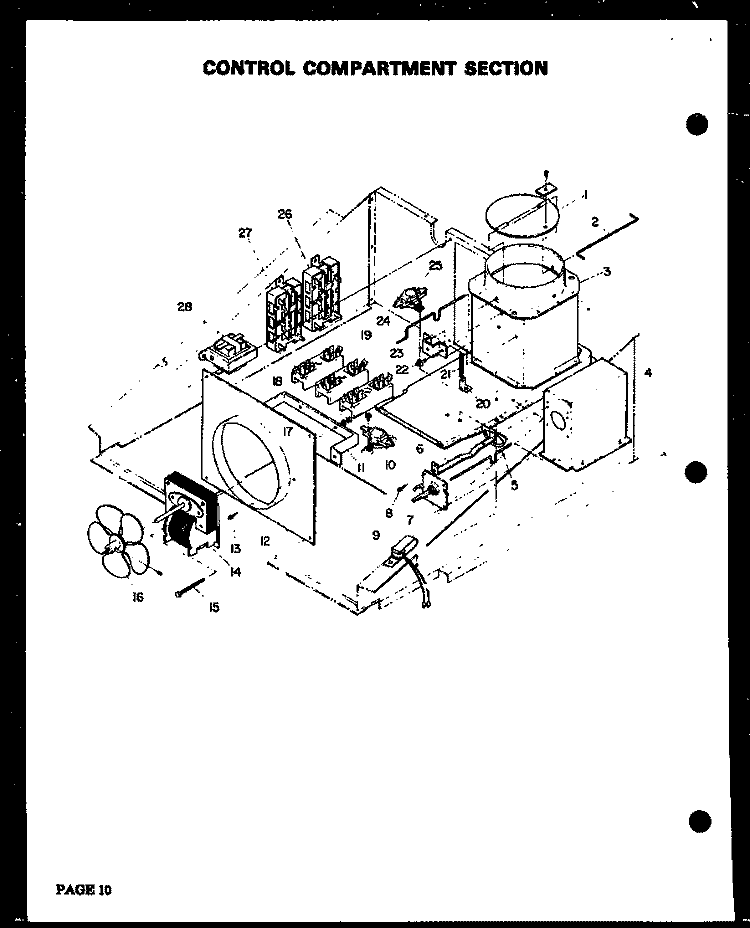 CONTROL COMPARTMENT SECTION Diagram and Parts List for QDO-695D  Amana Wall Oven