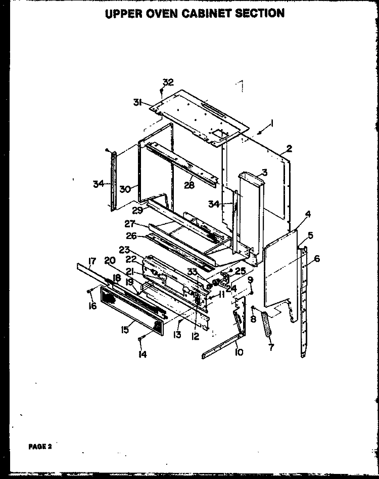 UPPER OVEN CABINET SECTION Diagram and Parts List for QMD-810  Amana Microwave