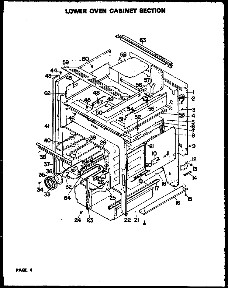 LOWER OVEN CABINET SECTION Diagram and Parts List for QMD-810  Amana Microwave