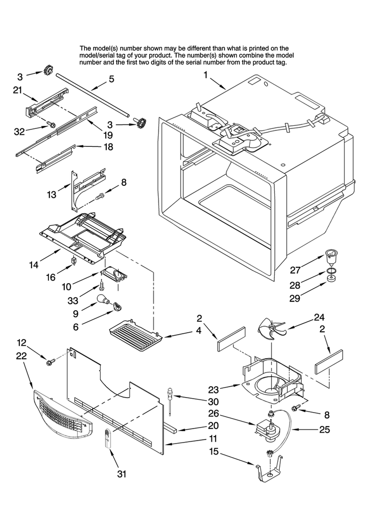 Freezer Liner Parts Diagram and Parts List for ABR1922FES12  Amana Refrigerator