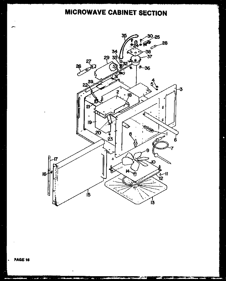 MICROWAVE CABINET SECTION Diagram and Parts List for QMD-810  Amana Microwave