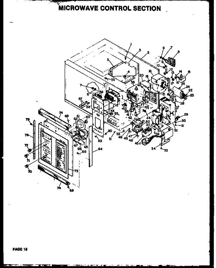 MICROWAVE CONTROL SECTION Diagram and Parts List for QMD-800D  Amana Microwave