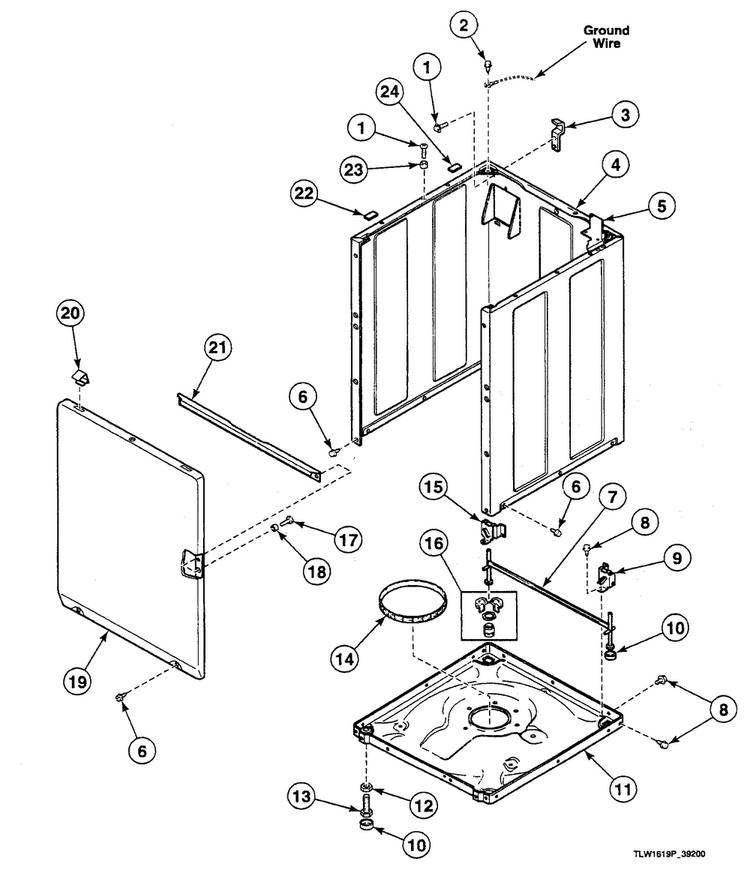 Cabinet Diagram and Parts List for SWT121LA  Speed Queen Washer